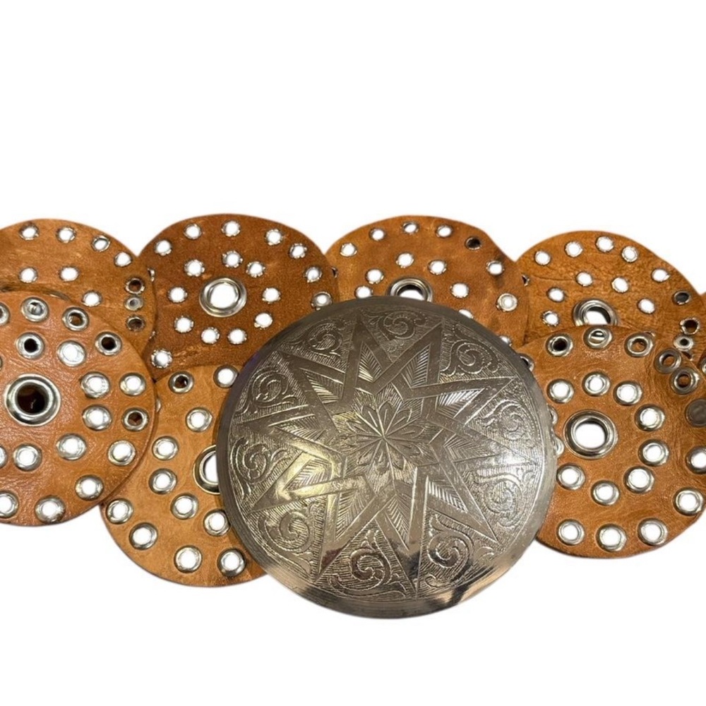 Brown and Silver Statement Belt Concho Western